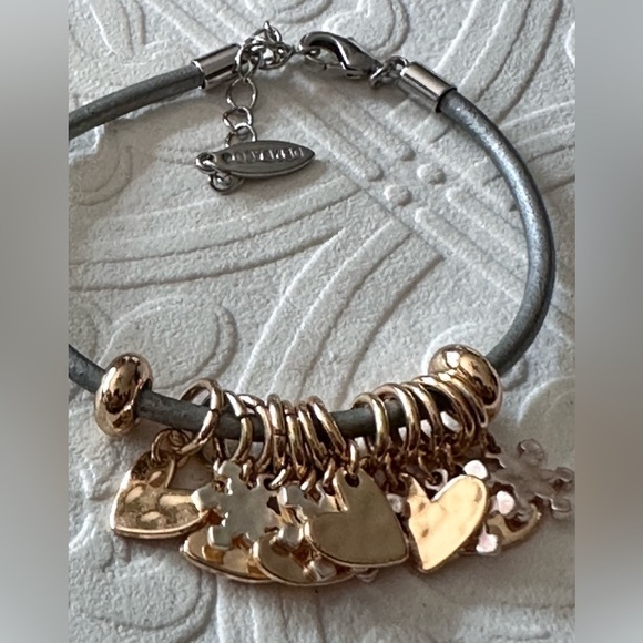 Heart Charm Bracelet by Demdaco Hallmark Silver and Gold Adjustable 5373 B - Picture 3 of 9